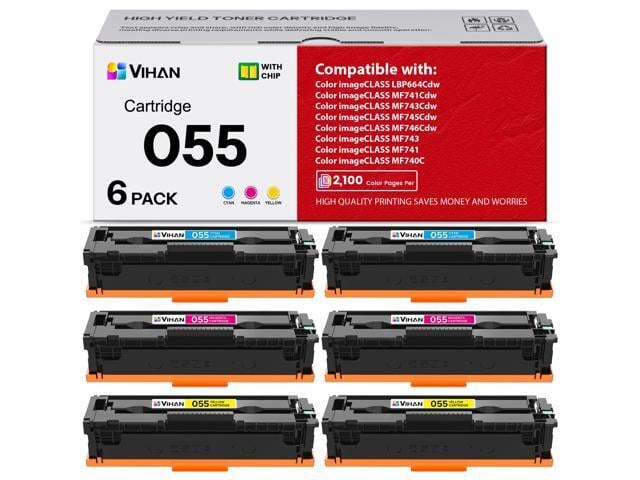 Canon 055 Toner Cartridge Replacement for Canon 055 Color ImageCLASS MF743Cdw MF741Cdw MF743 MF741 MF746Cdw MF740C MF745Cdw LBP664Cdw Printer Ink (6...