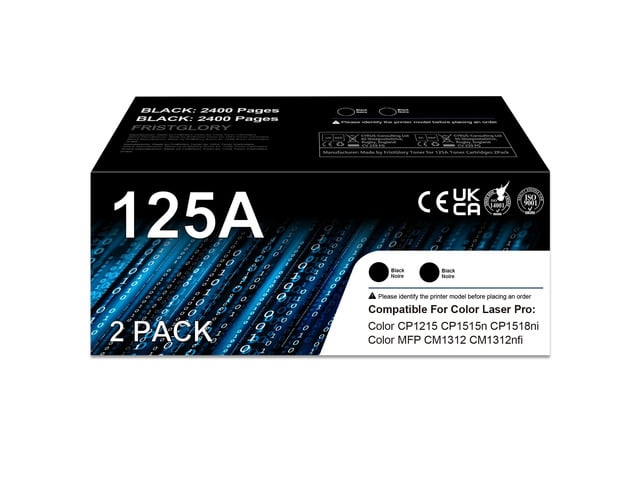 HP 125A Toner Cartridge Replacement for HP 125A CB540A Works with Color Laser CP1215 CP1515n CP1518ni MFP CM1312 CM1312nfi Printer (Black 2-Pack)
