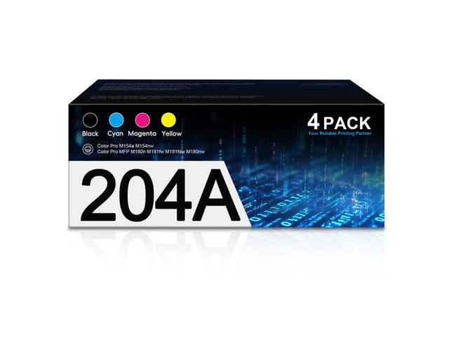 HP 204A Toner Cartridge 4 Pack CF510A CF511A CF512A CF513A Replacement for HP 204A for Color Pro M154a M154nw MFP M180fw M180n M180nw M181fw Printer...