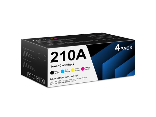 HP 210A Toner Cartridges 4 Pack 4301fdw Toner Replacement for HP 210A Work with Color Pro MFP 4301fdw 4301fdn 4301dw 4201dw 4201dn Printer
