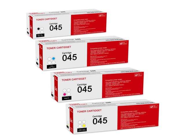 Canon 4 Pack 045 BK/C/M/Y Toner Cartridge: Compatible CRG-045 Replacement for Canon Color imageCLASS MF631Cn MF632Cdw MF633Cdw MF634Cdw LBP612Cdw...