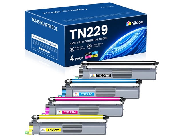 Brother TN229 Toner Cartridges 4 Pack Replacement for Brother TN229BK/C/M/Y TN-229 MFC-L3720CDW MFC-L3780CDW HL-L3280CDW Printer Ink Cartridge(TN2294PK...
