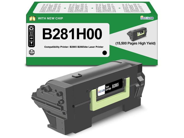 B2865 B281H00 Toner Cartridge High Yield 15,500 Pages Replacement for Lexmark B281H00 B2865 Black Toner Cartridge Compatible for Lexmark B2865...