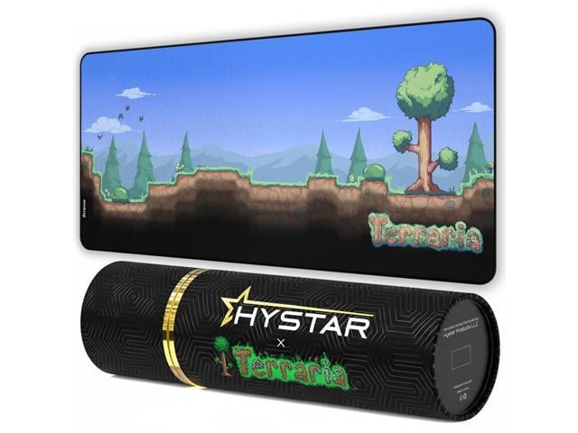 Terraria Extended Gaming Mouse Pad 5mm Thick, Waterproof Surface, Smooth Polyester Fabric, and Natural Rubber Base (Overworld) (XXXL)