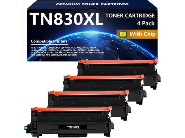Brother TN830XL Toner Cartridges Compatible for Brother TN 830XL TN830 for HL-L2460DW DCP-L2640DW HL-L2480DW HL-L2400D HL-L2405W MFC-L2820DW Printer...