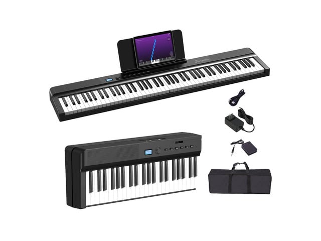 Upgraded Folding Piano Keyboard, 88 Key Full Size Semi Weighted Keyboard Support MIDI and Bluetooth, Portable Foldable Keyboard Piano with Sustain...