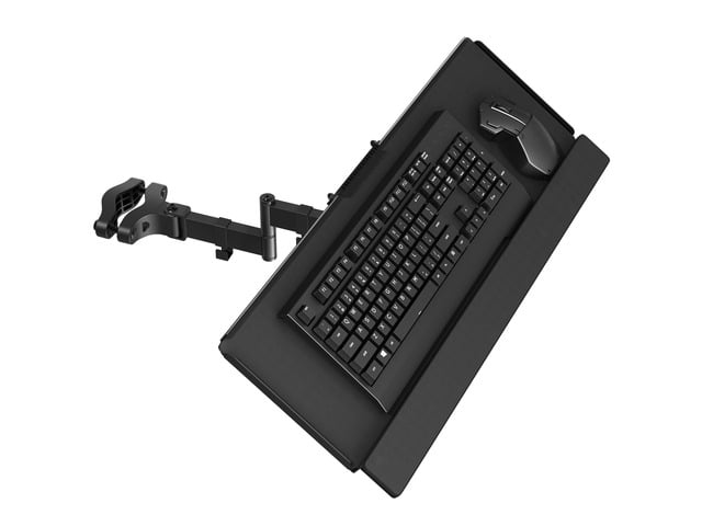 Pole Mount Keyboard Tray - Universal 26 Inch Platform for Keyboard and Mouse, Fits 1.12.4 Poles, Rotation & Tilt Ergonomic Steel Mount Platform...
