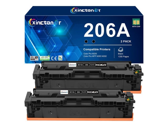 HP 206A Black Toner Cartridge 2 Pack W2110A for HP M283fdw M283cdw Replacement for HP 206A Toner 206X W2110X W2110A Toner Work for HP Color Laser...