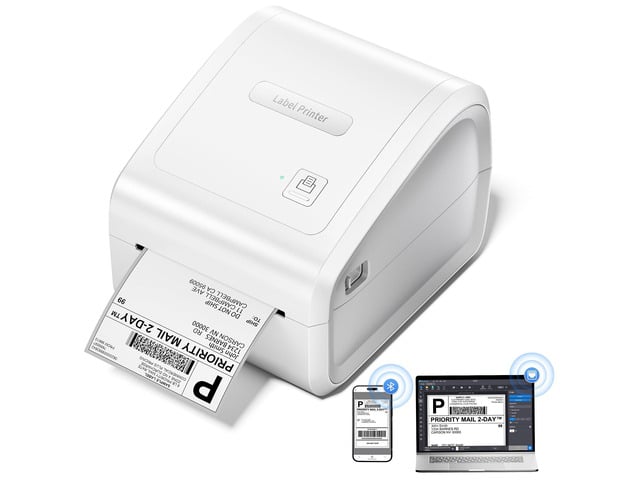 Bluetooth Thermal Label Printer 4x6, Wireless Thermal Labels Printers for Small Business, D550 Pro White Ethernet Shipping Label Printer, Support...