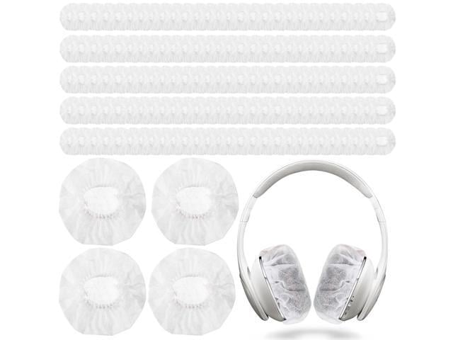 400 Pieces Headphone Covers Disposable Ear Earpads Sanitary Non-Woven Headset Cover Sweatproof Stretch Earphone Earcup Protector (White 11cm)