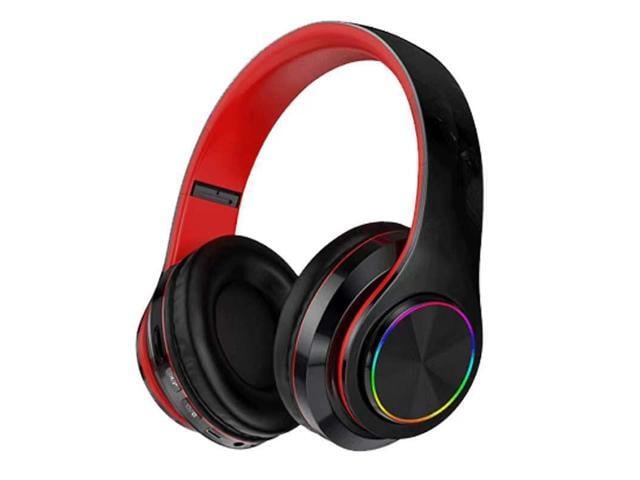 2022 Wireless Bluetooth Headphones,Colorful LED Lights Comfort Over Ear Foldable Headset with Built-in Microphone,FM,SD Card Slot,Wired for...