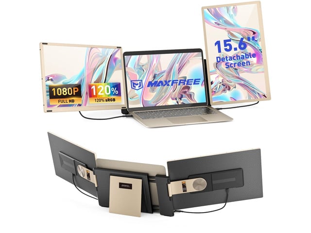 S6 Laptop Screen Extender, 15.6'' 1080P Monitor Extender, 11 Display Modes, Plug & Play, Detachable Screen Triple Monitor for Laptop 13'-17.3',...