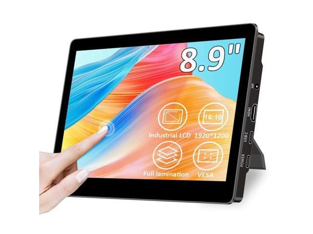 8.9 inch Touch Monitor with Stand 1920 * 1200 16:10 450Nits Optical Bonding HDMI/USB-C Port Small Monitor for Mini PC Laptop Mac mini