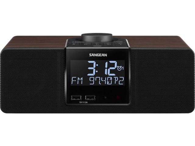 Sangean RCR-40 AM/FM-RDS(RBDS)/Bluetooth/AUX Digital Tuning Wooden Clock Radio with Battery Back-Up