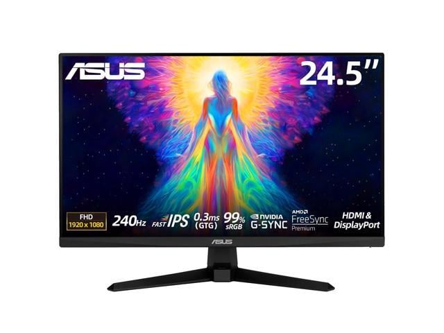 AMD TUF 24.5' Gaming Monitor, FHD 1080p, Fast IPS, 240Hz, 0.3ms, AMD FreeSync Premium, G-SYNC Compatible, 99% sRGB, ELMB Sync, DisplayPort, HDMI, Eye...