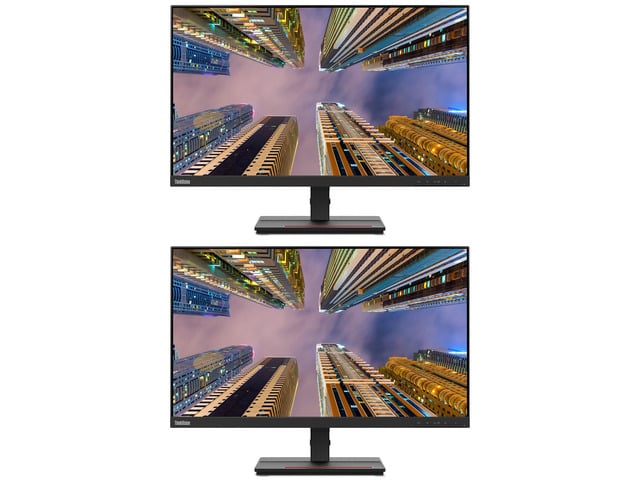 ThinkVision S24e 24-inch 1920 x 1080 LED Backlit Full HD LCD Monitor, 2-Pack Bundle with HDMI, VGA