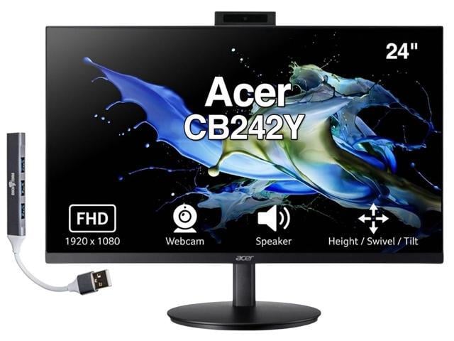 AMD 24' 1080P IPS Conferencing Monitor, Adjustable Height/Swivel/Tilt FHD Webcam, AMD Free Sync, Built-in Speakers, 75Hz Refresh Rate, Anti-Glare,...