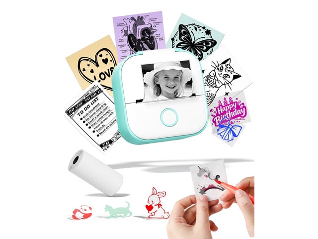 Sticker Maker Machine, T02 Mini Printer Sticker Maker for Kids Mini Thermal Printer Portable Sticker Printer Bluetooth AI Sticker Maker Print Pods...