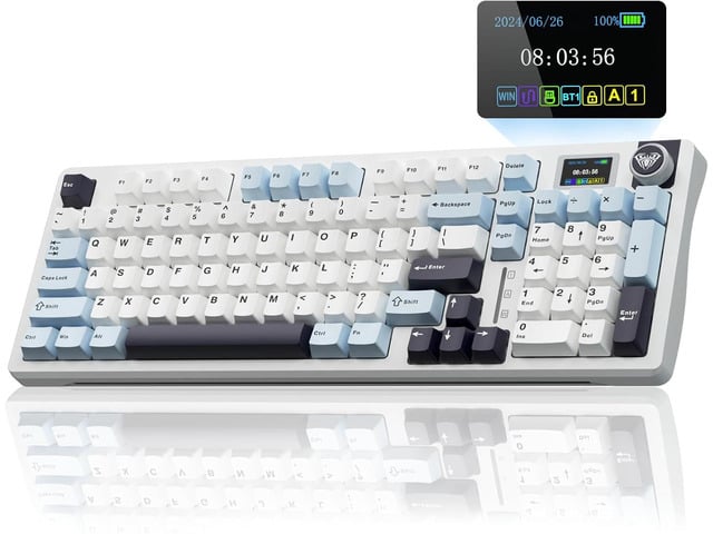 AULA S98 Pro Wireless Mechanical Keyboard,Smart Screen & Knob,Tri-Mode BT5.0/USB-C/2.4GHz Creamy Keyboard,Pre-lubed Linear Switches,Hot Swappable...
