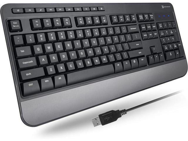 X9 Wired Keyboard - Comfortable Typing - Ergonomic Full Size USB Keyboard with Wrist Rest, Number Pad, Multimedia and 114 Keys - External Computer...