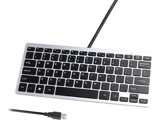 Powboro Upgraded PC Computer Laptop Mini USB Wired Keyboard for Mac and Windows 78 Scissor Keys Small Super Thin Compact Multimedia Keyboard