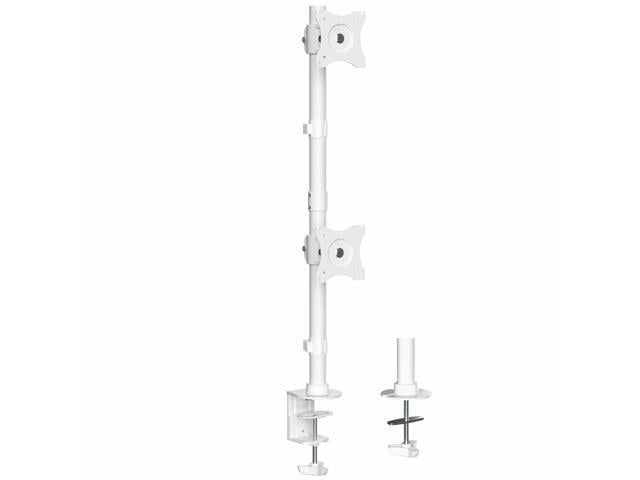 VIVO White Dual Computer Monitor Desk Mount, Vertical Array, 2 Screens up to 34'