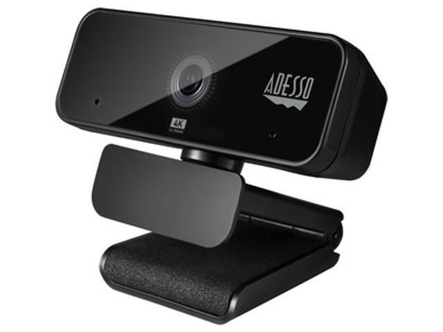Adesso Cybertrack H6 4K Ultra HD USB Webcam with Built-in Dual Microphone & Privacy Shutter Cover, Black