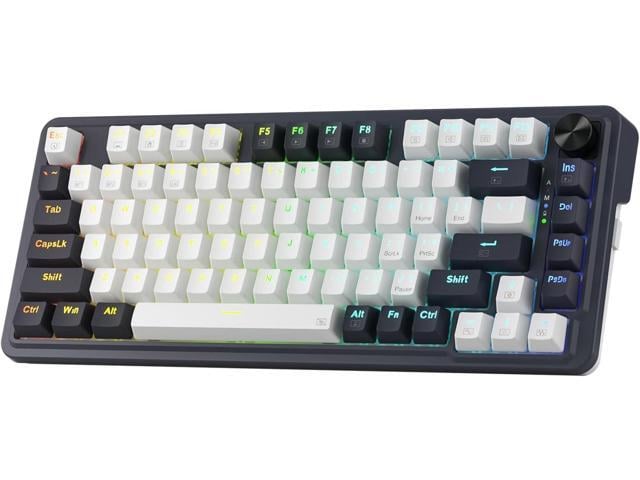 K673 PRO 75% Wireless Gasket RGB Gaming Keyboard, 3-Modes 81 Keys Compact Mechanical Keyboard Hot-Swap Socket, Dedicated Knob Control and Sound...
