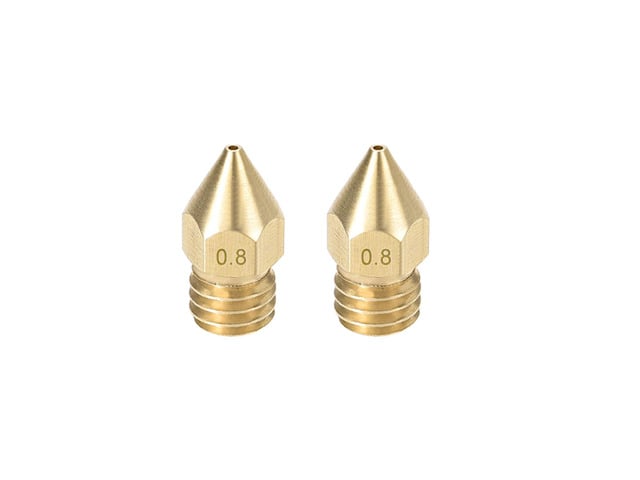 0.8mm 3D Printer Nozzle, Fit for MK8, for 1.75mm Filament Brass 2pcs