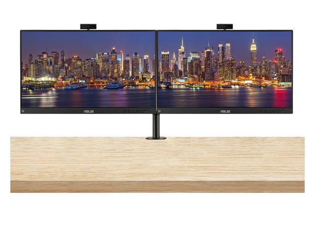Asus BE24EQK 24-inch 1080P FHD Frameless IPS Business Monitor, 2-Pack Bundle with Full HD Webcam, Mic Array, Speakers, DisplayPort, HDMI, Desk...