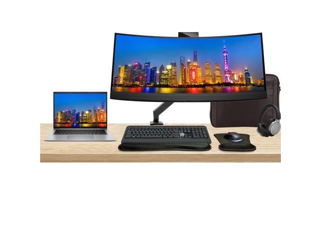 HP Notebook ZBook Firefly G10 14' Ryzen 7 Pro, 32GB RAM, 1TB SSD, Windows 11 Pro, Z Display Z34c 34' Curved Monitor Bundle with Webcam, Mount,...