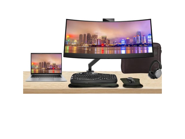 HP Notebook ZBook Firefly G10 14' Ryzen 5, 16GB RAM, 512GB SSD, Windows 11Pro, Z Display Z34c 34' Curved Monitor with Webcam Bundle, Mount, MK670...
