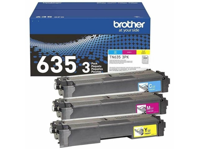 Brother TN6353PK 3PK Standard Yield Cyan, Magenta, and Yellow Toner Cartridges (TN635C, TN635M, TN635Y)