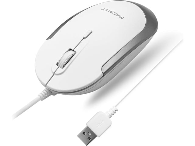 Apple Macally Silent Wired Mouse - Slim & Compact USB Mouse for Apple Mac or Windows PC Laptop/Desktop - Designed with Optical Sensor & DPI Switch -...