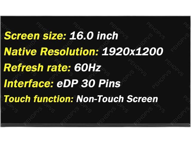 HP Replacement for HP ZBook Firefly 16 G9 G10 G11 for ZBook Fury 16 G10 G11 (2022) 60HZ 30 Pins 1920x1200 16.0' LED LCD Screen Laptop Display...