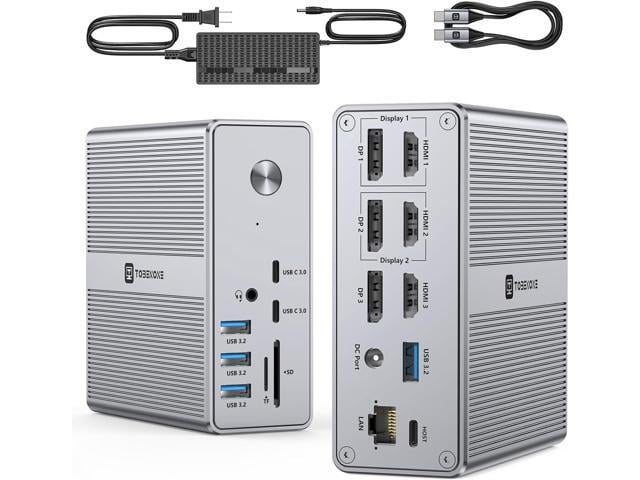 Apple TobenONE DisplayLink Docking Station Triple Monitor with 120W Power Adapter, Triple 4K Display for MacBook Pro/Air, Thunderbolt 4/3, USB-C...