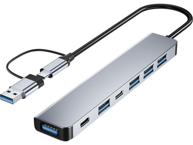 Apple Aluminum 7 in 1 USB C & USB Hub with USB 3.0, USB 2.0 Ports for PC/Laptops/MacBook Pro/Air/iMac/iPad and More Devices