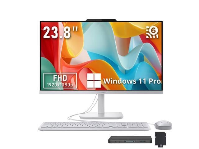 Lenovo A100 23.8' FHD All-in-One Desktop, Intel N100, 32GB DDR5 RAM, 3TB Storage (2TB SSD+1TB Docking Station Set), Keyboard & Mouse, 720p HD...