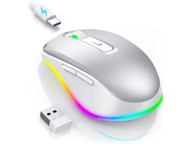 PEIOUS Wireless Mouse Jiggler - LED Wireless Mice with Build-in Mouse Mover, Rechargeable Moving Mouse for Laptop with Undetectable Random Movement...