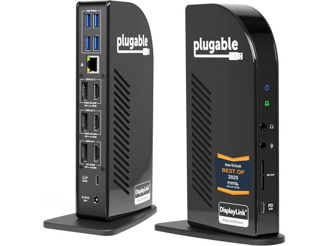 Plugable 13-in-1 USB C Docking Station 4K Triple Monitor with 100W Power Delivery USB C Dock for Windows, Mac, ChromeOS, Thunderbolt Driver...