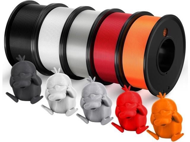 3D Printer Filament PLA 1.75mm Printing Materials 5 Color Bundle Print Filamate 1.75 mm White Black Clear Red Orange Filament1.75 Accuracy ±0.02mm...