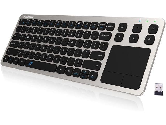 HP Arteck 2.4G Wireless Touch TV Keyboard with Easy Media Control and Built-in Touchpad Mouse Solid Stainless Ultra Compact Full Size Keyboard...