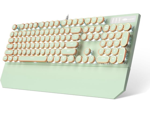 Camiysn Typewriter Style Mechanical Gaming Keyboard, Green Retro Punk Gaming Keyboard with White Backlit, 104 Keys Blue Switch Wired Cute...