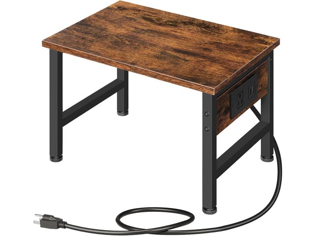 HOOBRO Printer Stand for Desk, Desktop Printer Stand with Charging Station, Small Printer Table with Storage Hook, Under Desk Printer Cart, File...
