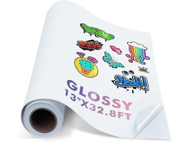 Koala Printable Vinyl Sticker Paper Roll for Inkjet Printers, 13 inch x 32.8 ft White Glossy Sticker Paper, Water-Resistant and Durable Sticker...