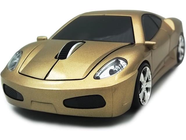 Wireless Car Mouse, 2.4GHz Optical Gaming Mouse Cool Sport Car Wireless Mouse, DPI 1600, 3D - Gold