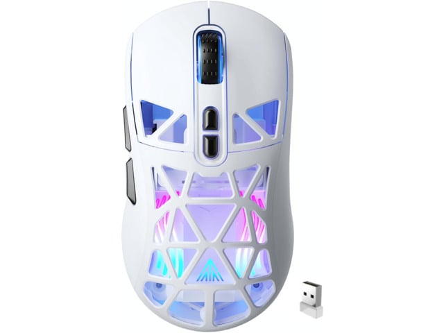 SOLAKAKA SM802 White Wireless Gaming Mouse,10000 DPI,Tri-Mode Wired/BT 5.0/2.4GHz Wireless Mouse Gaming with Side Button,RGB Programmable Macro...